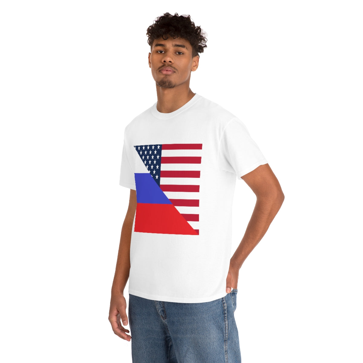 Russian American Flag Half Russia USA T-Shirt | Unisex Tee Shirt