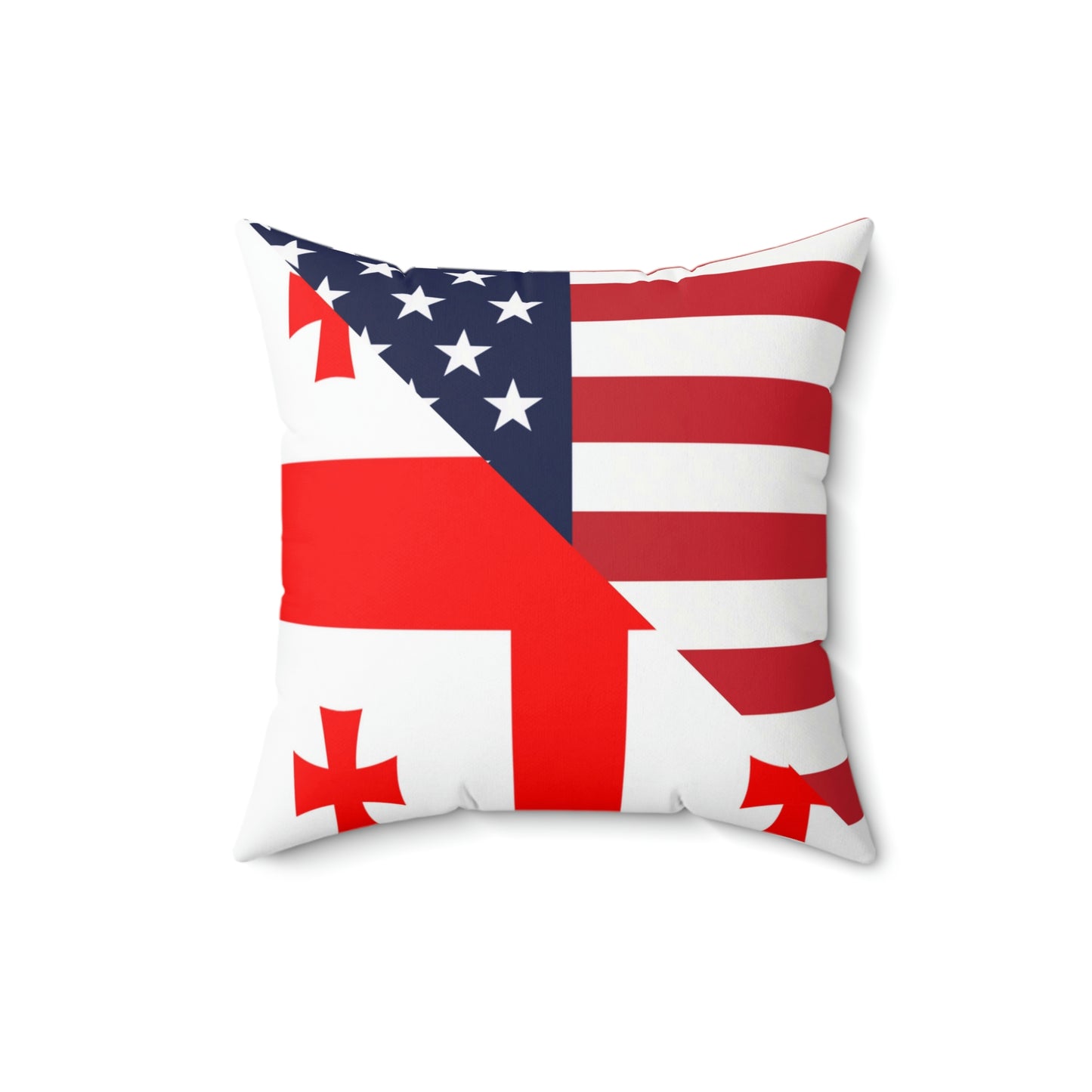 Georgian American Flag Georgia USA Spun Polyester Square Pillow