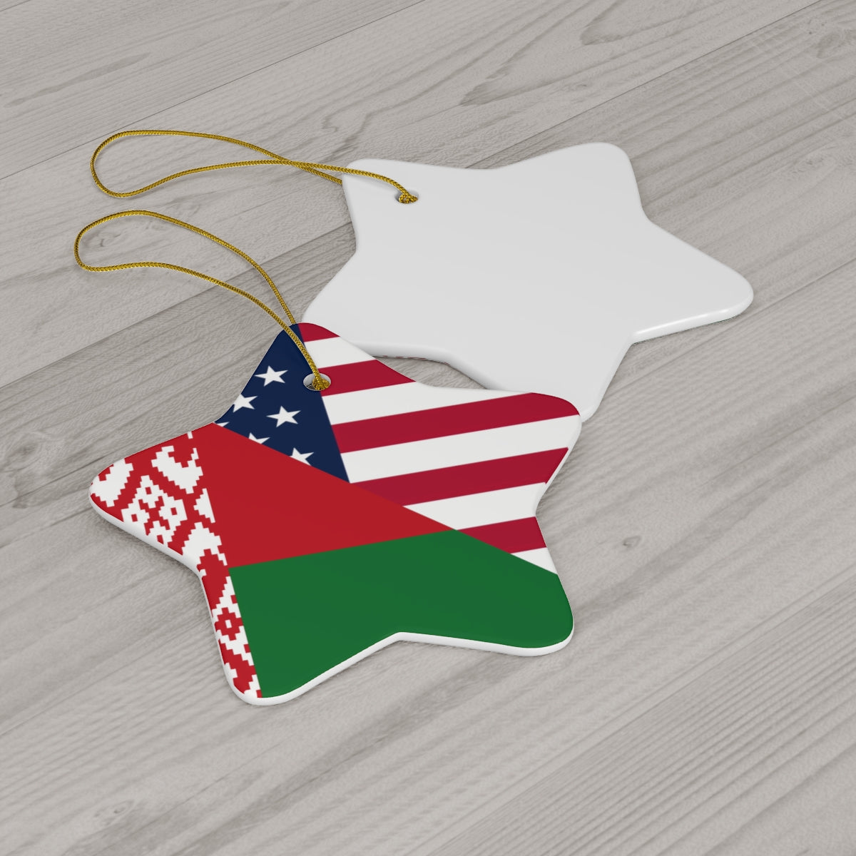 Belarus American Flag Ceramic Ornaments | Belarusian USA Christmas Tree