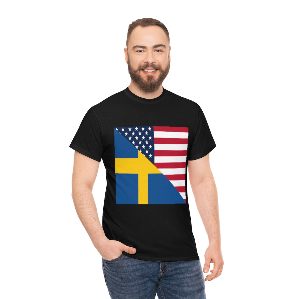 Swedish American Flag Tee Shirt | Unisex Sweden USA Tshirt