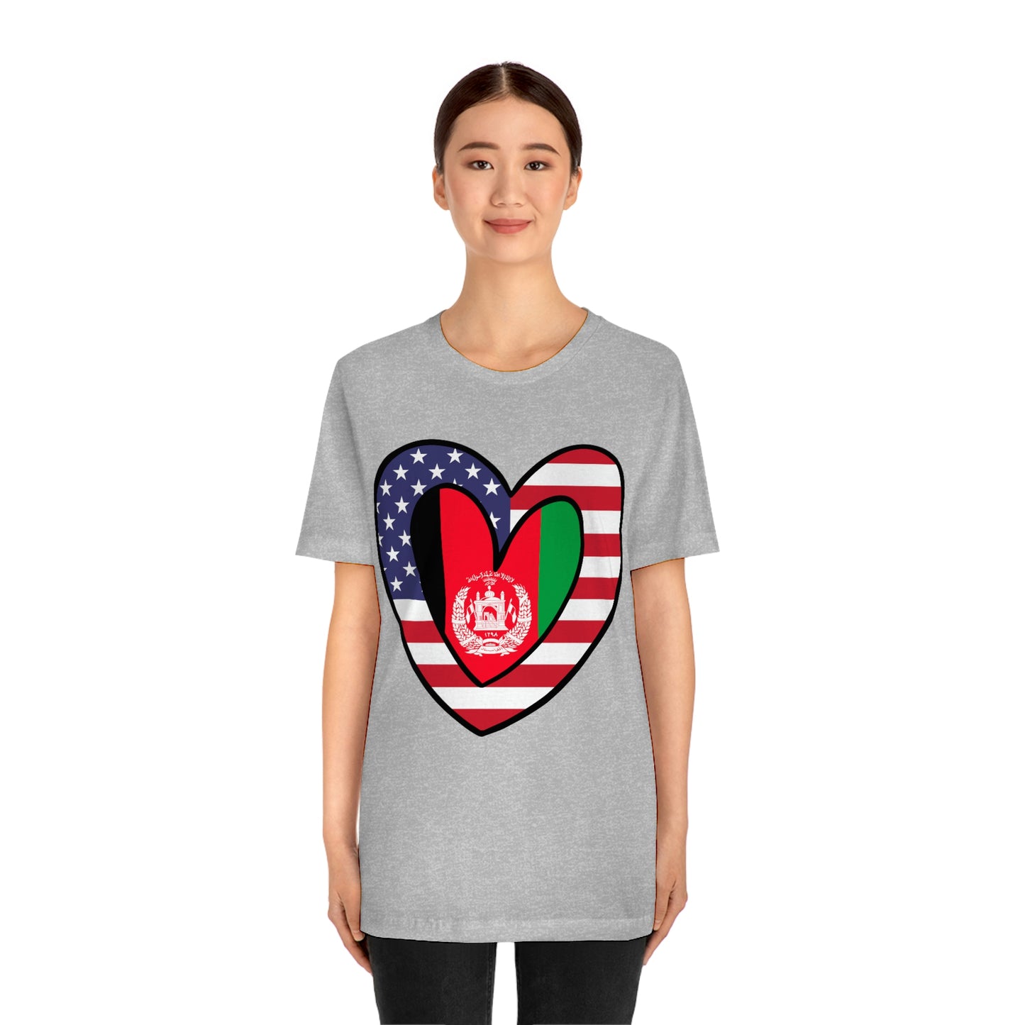 Afghan American Heart Valentines Day Gift Tee Shirt | Afghanistan USA Flag T-Shirt