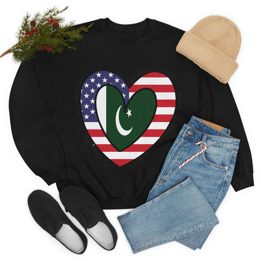 Pakistani American Heart Valentines Day Gift Sweatshirt | Unisex Pakistan USA Flag