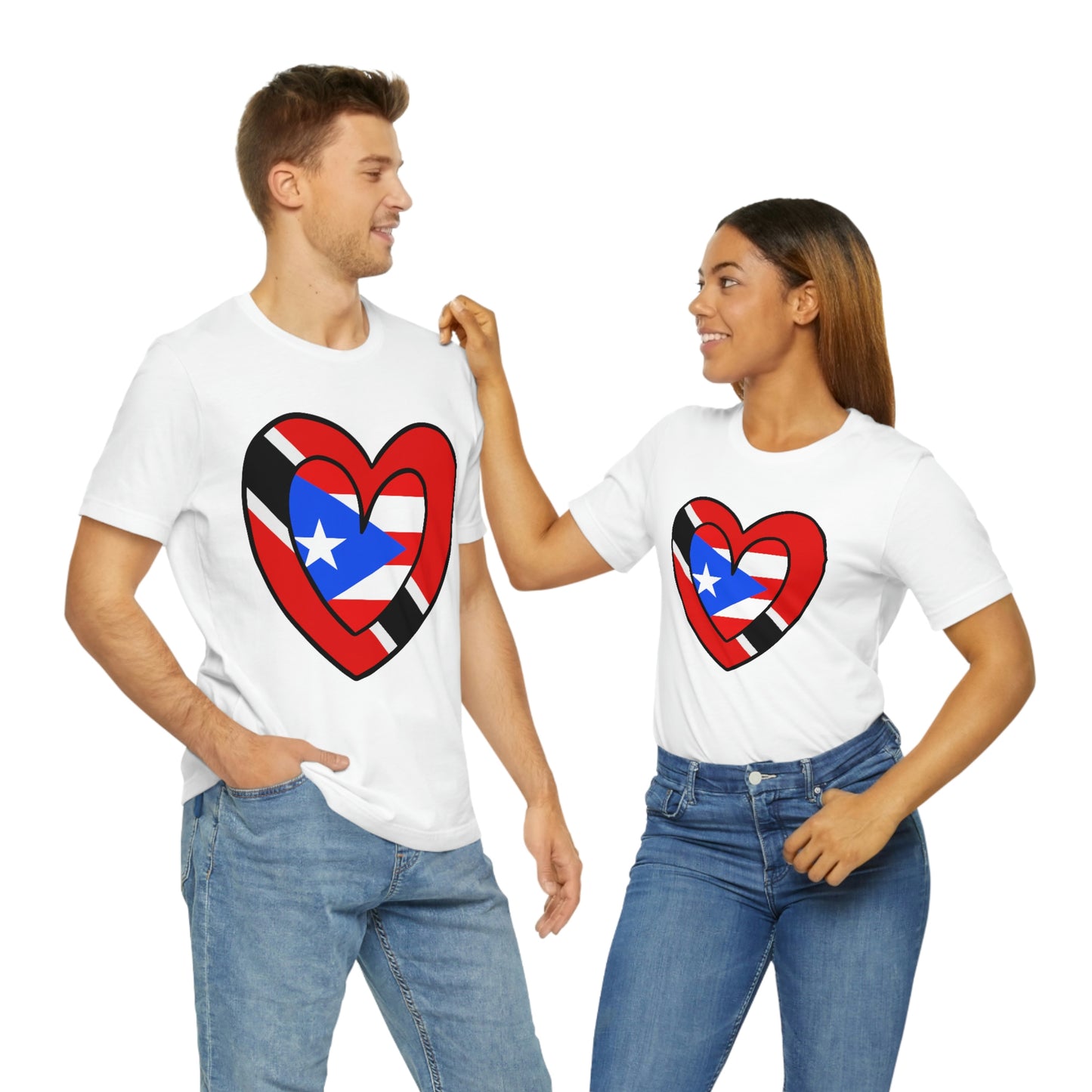 Trini Puerto Rican Heart Valentines Day Gift Tee Shirt | Trinidad Boricua Flag T-Shirt