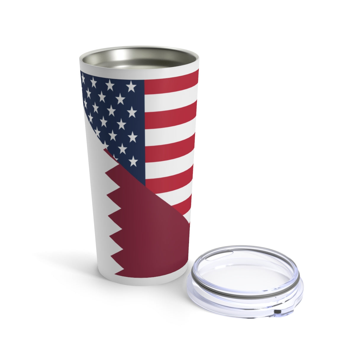 Qatar American Flag Half Qatari USA Tumbler 20oz Beverage Container