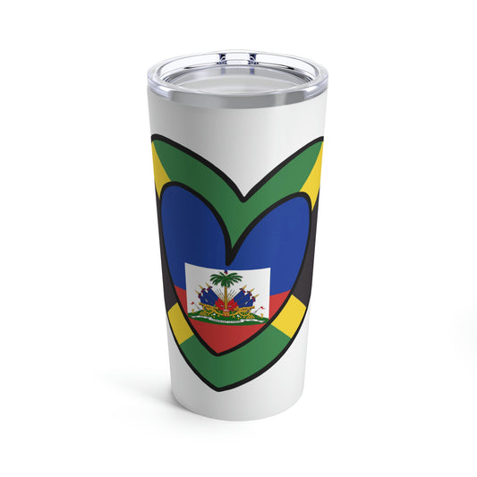 Jamaican Haitian Flag Inner Heart Valentines Day Gift Jamaica Haiti  Tumbler 20oz