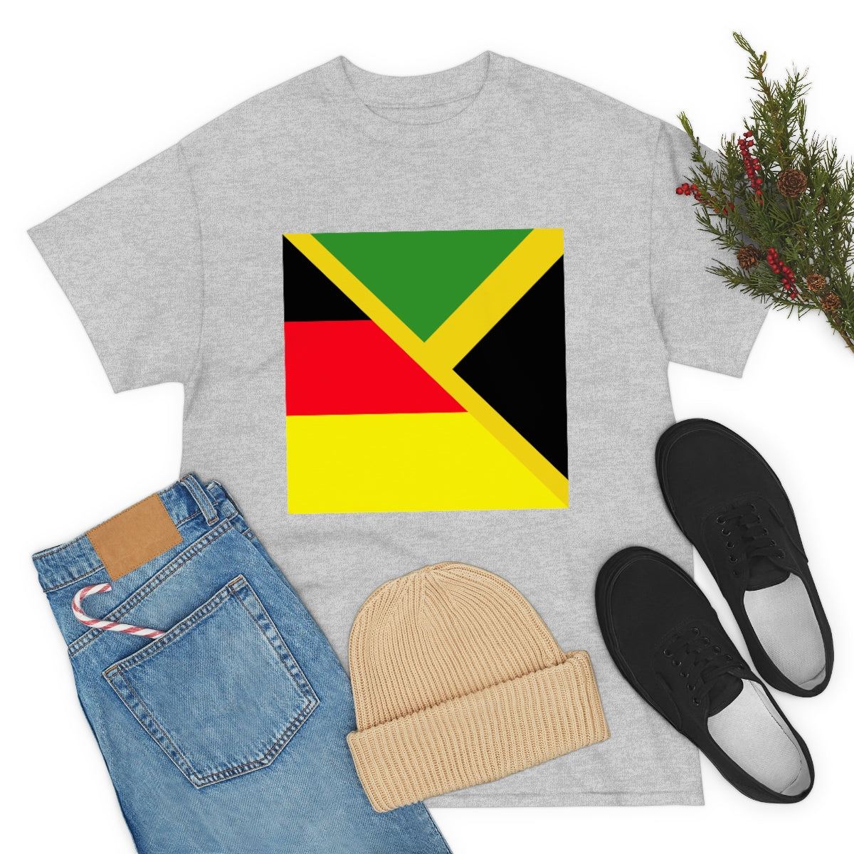 Jamaican German Flag Tee Shirt | Unisex Jamaica Germany USA Tshirt