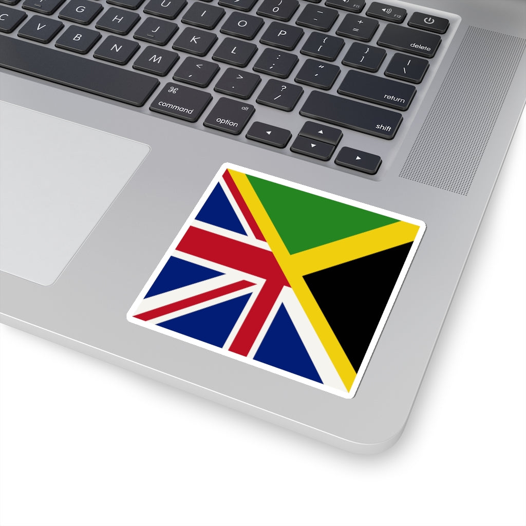 English Jamaican Flag Sticker | Half Jamaica English Flag Sticker