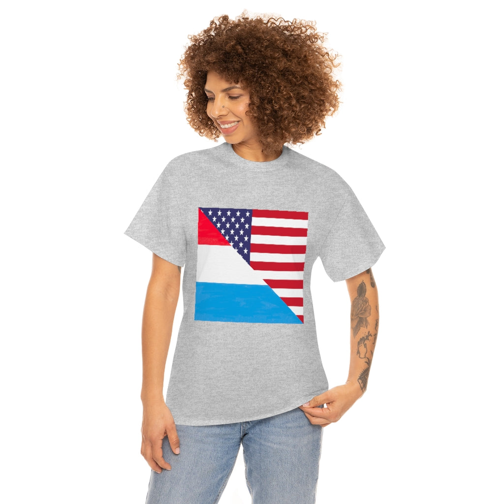 Luxembourg American Flag Unisex Tee Shirt | Luxembourger Tshirt