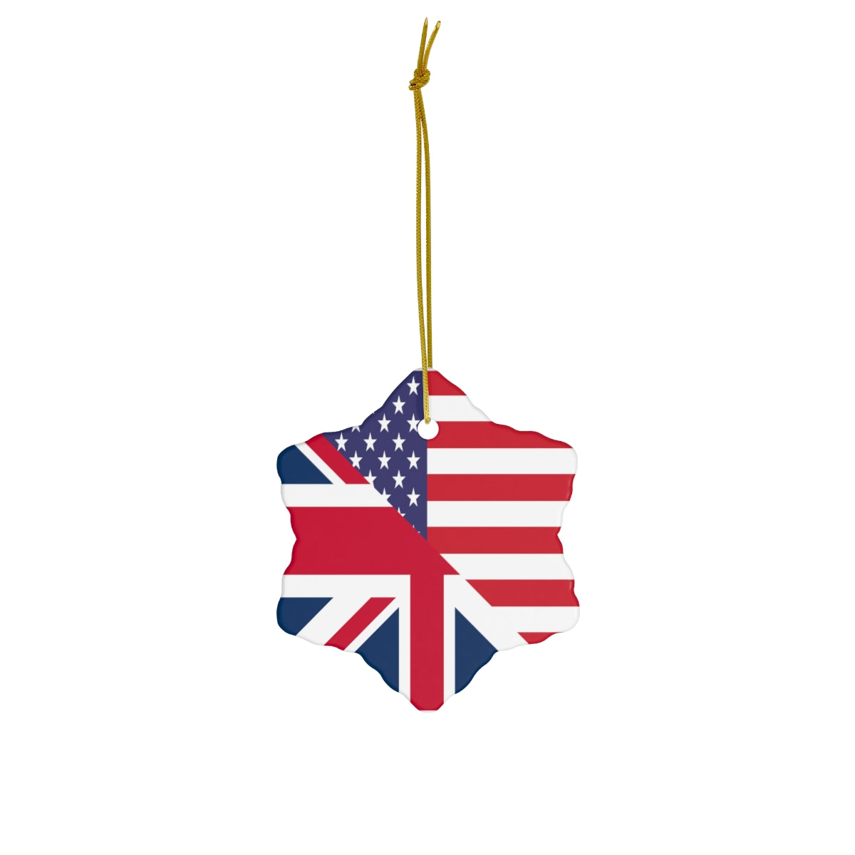 UK American Flag Ceramic Ornaments | United Kingdom USA Holiday Christmas Tree