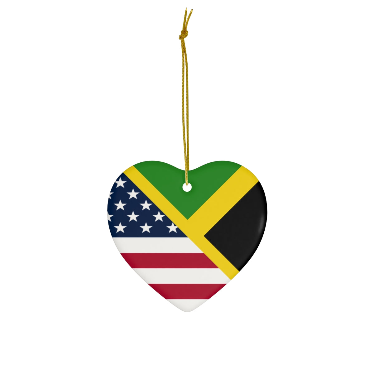 Jamaica American Flag Ceramic Ornaments | Jamaican USA Holiday Christmas Tree