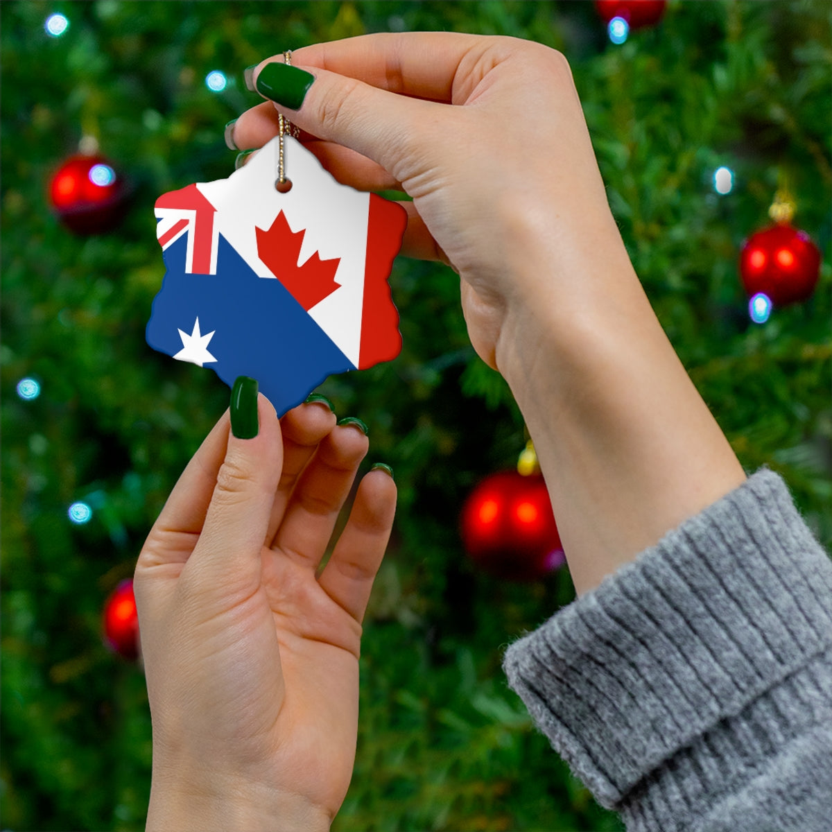 Australian Canadian Flag Ceramic Ornaments | Australia Canada Holiday Christmas Tree