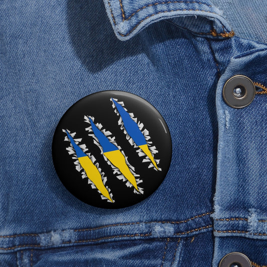 Ukraine Flag Slash Pin Button | Ukrainian