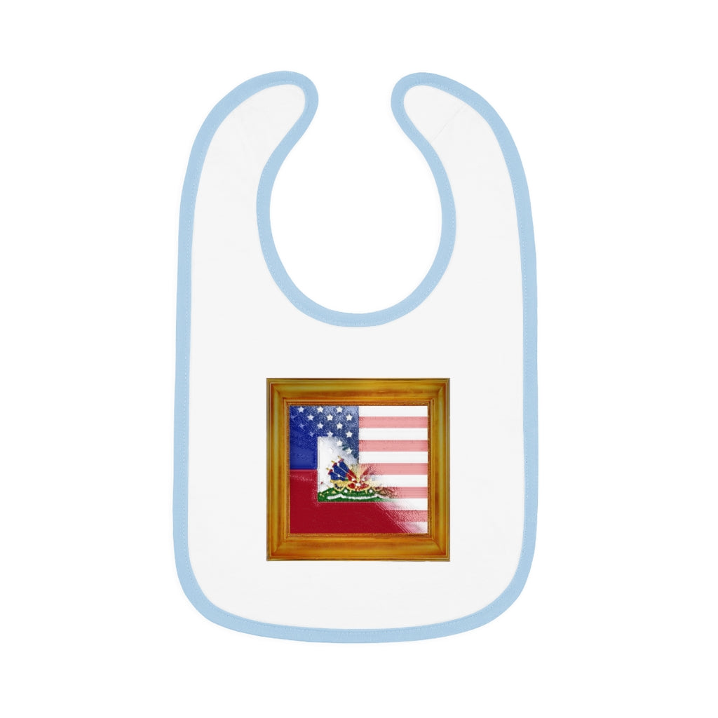 Haitian American Flag Painting Baby Bib | Newborn Haiti USA Flag Baby Bib