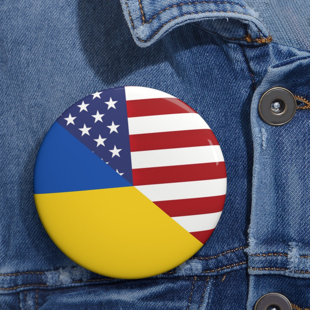 Ukraine America Flag Pin Button | USA Ukrainian American