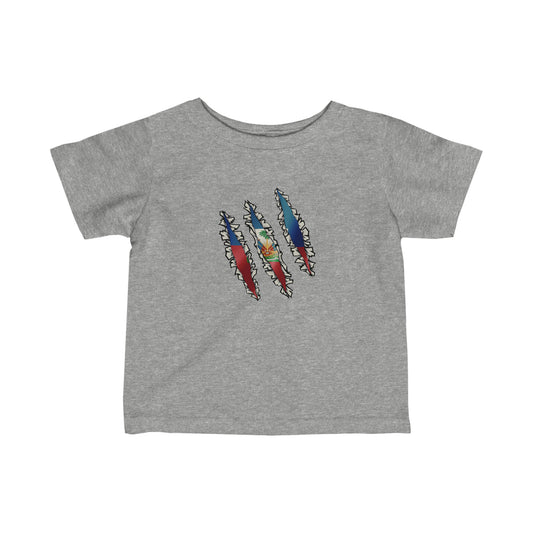 Infant Haitian Flag Slash | Haiti Underneathe Toddler Tee Shirt