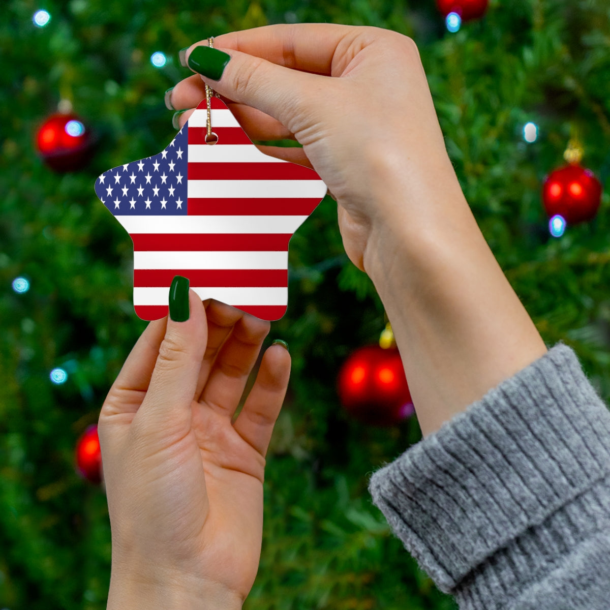 USA Flag Ceramic Ornaments | United States Christmas Tree