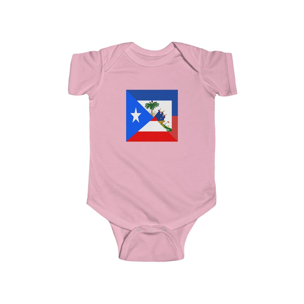 Puerto Rican Haitian Flag Baby Bodysuit | Haiti Boricua Baby Girl Boy