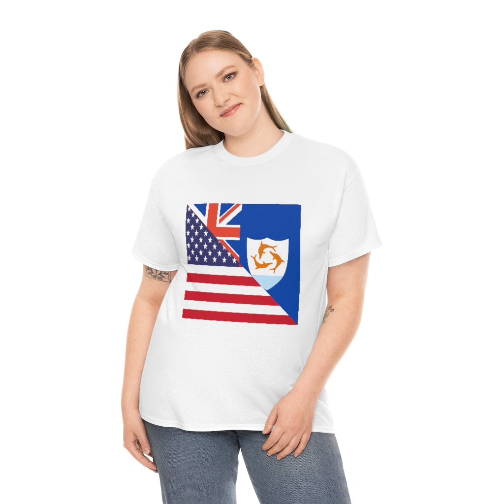 Anguillan American Flag Tee Shirt | Anguilla USA Tshirt