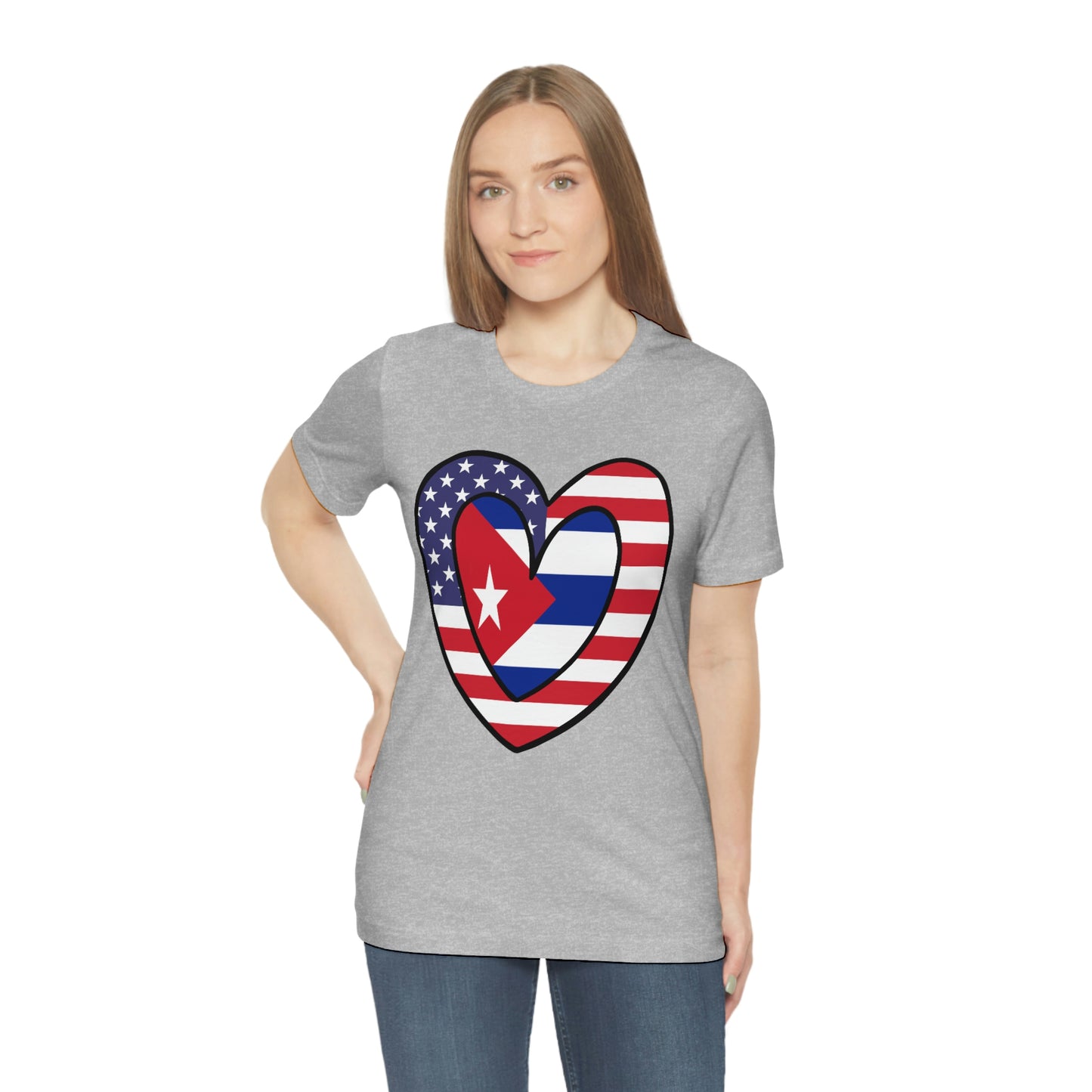 Cuban American Heart Valentines Day Gift Tee Shirt | Half Cuba USA Flag T-Shirt