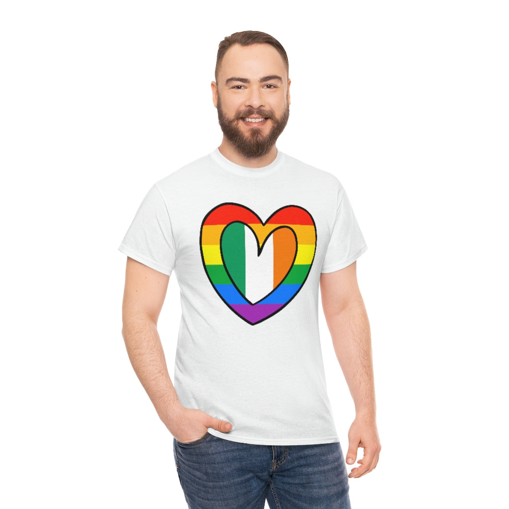 Irish Rainbow Flag Heart T-Shirt | Unisex Ireland Pride Month Tee