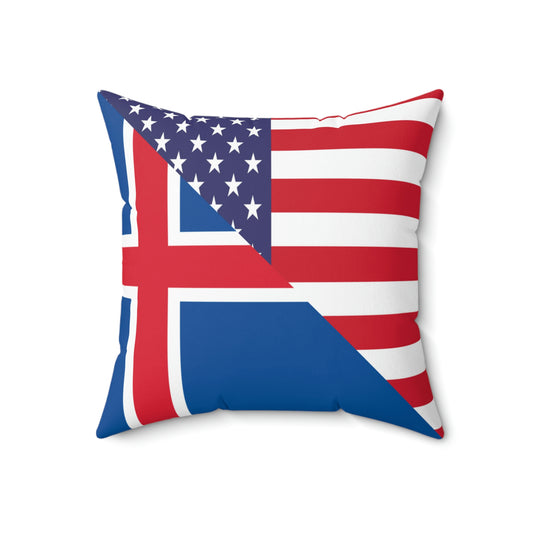 Iceland American Flag Icelander USA Spun Polyester Square Pillow