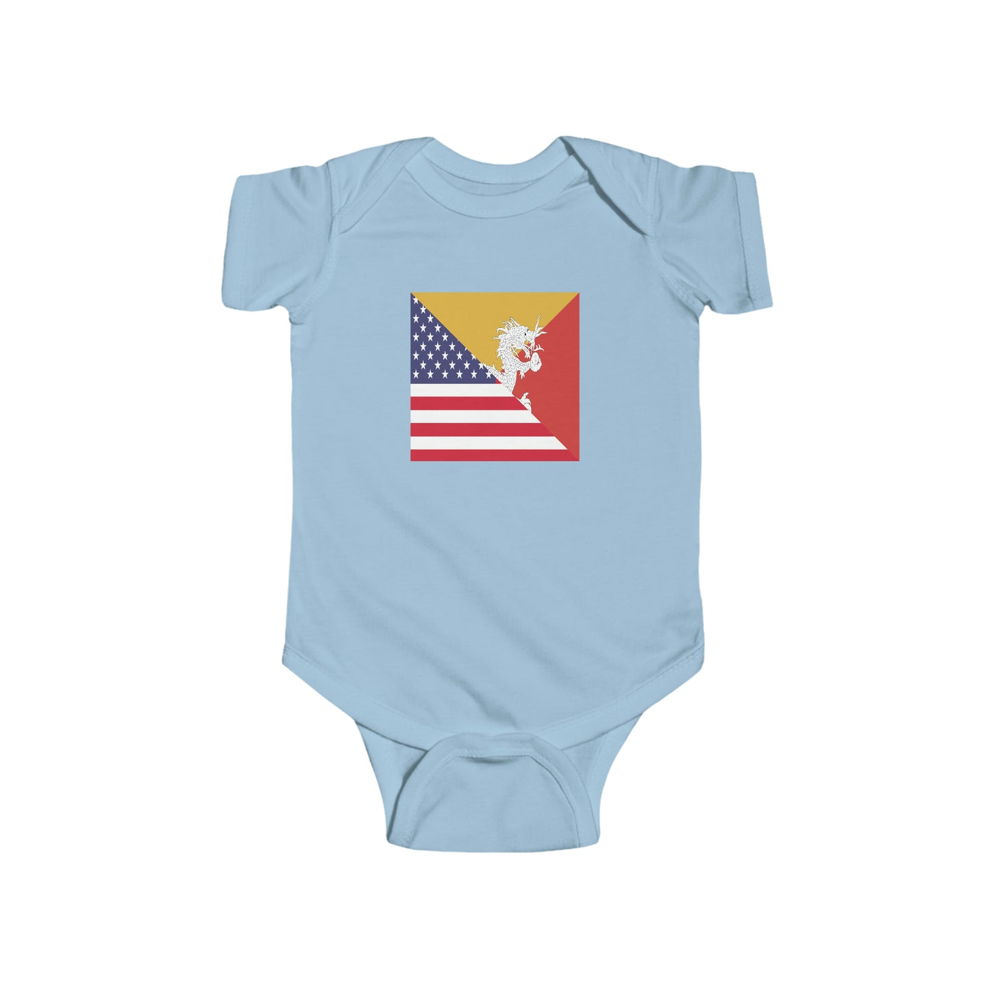 Bhutan American Flag Half Bhutanese USA Baby Bodysuit | Newborn Boy Girl