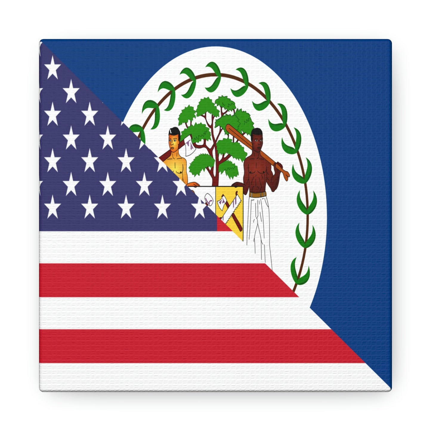 Belize American Flag Half Belizean USA Canvas Gallery Wraps | Wall Art