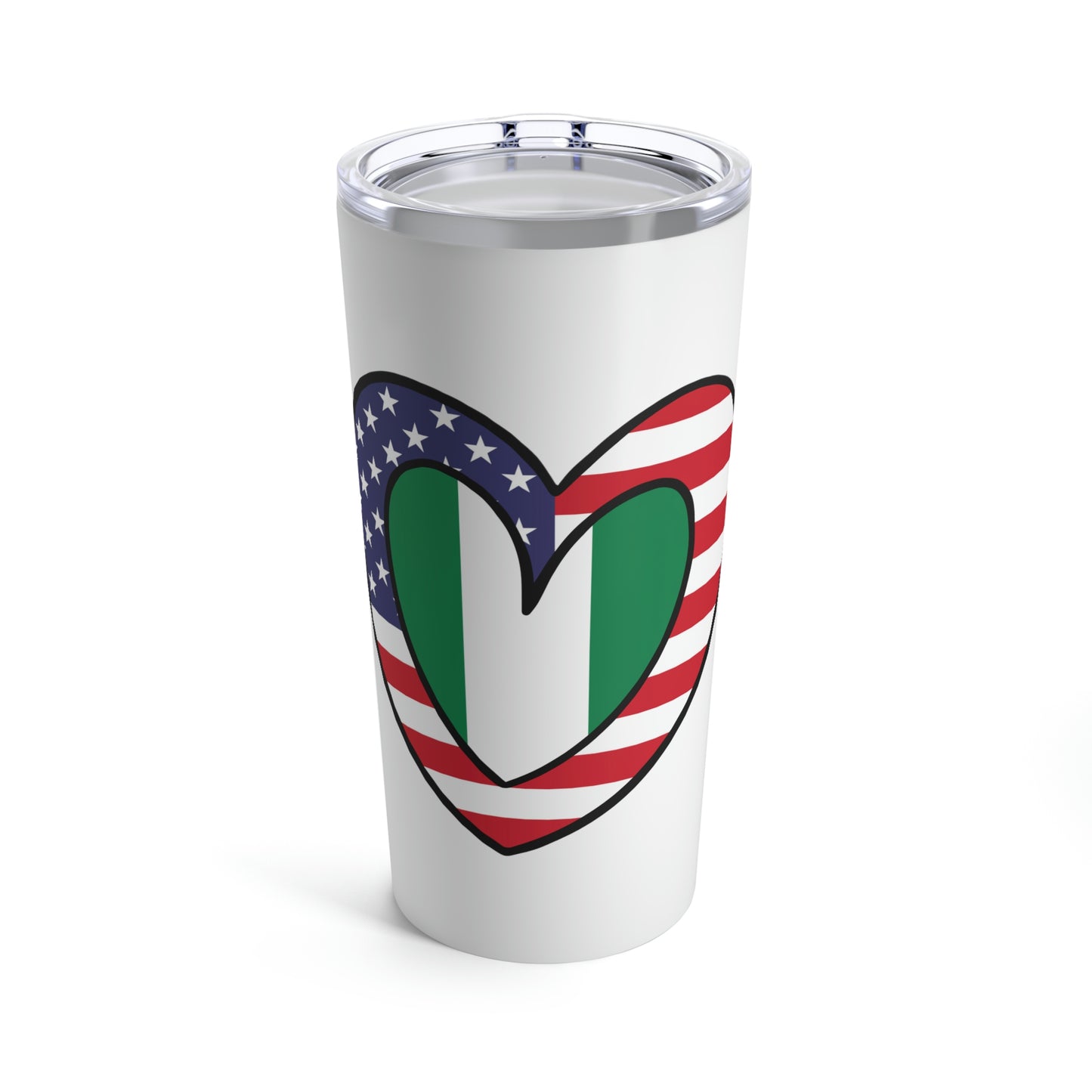 American Nigerian Flag Heart Valentines Day Gift USA Naija Nigeria Tumbler 20oz