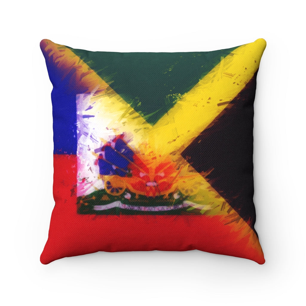 Half Haitian Jamaican Spun Polyester Square Pillow Case