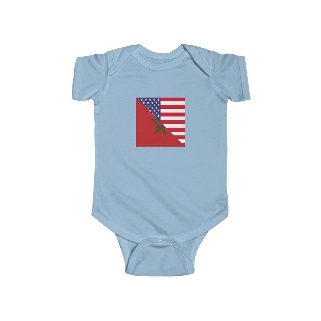 Moroccan American Flag Baby Bodysuit | Morocco USA Newborn Boy Girl