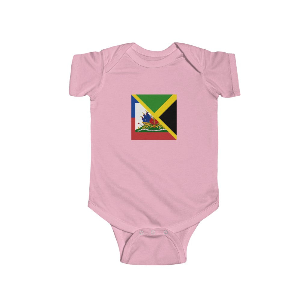 Haitian Jamaican Flag Baby Bodysuit | Haiti Jamaica Unisex Baby Boy Girl