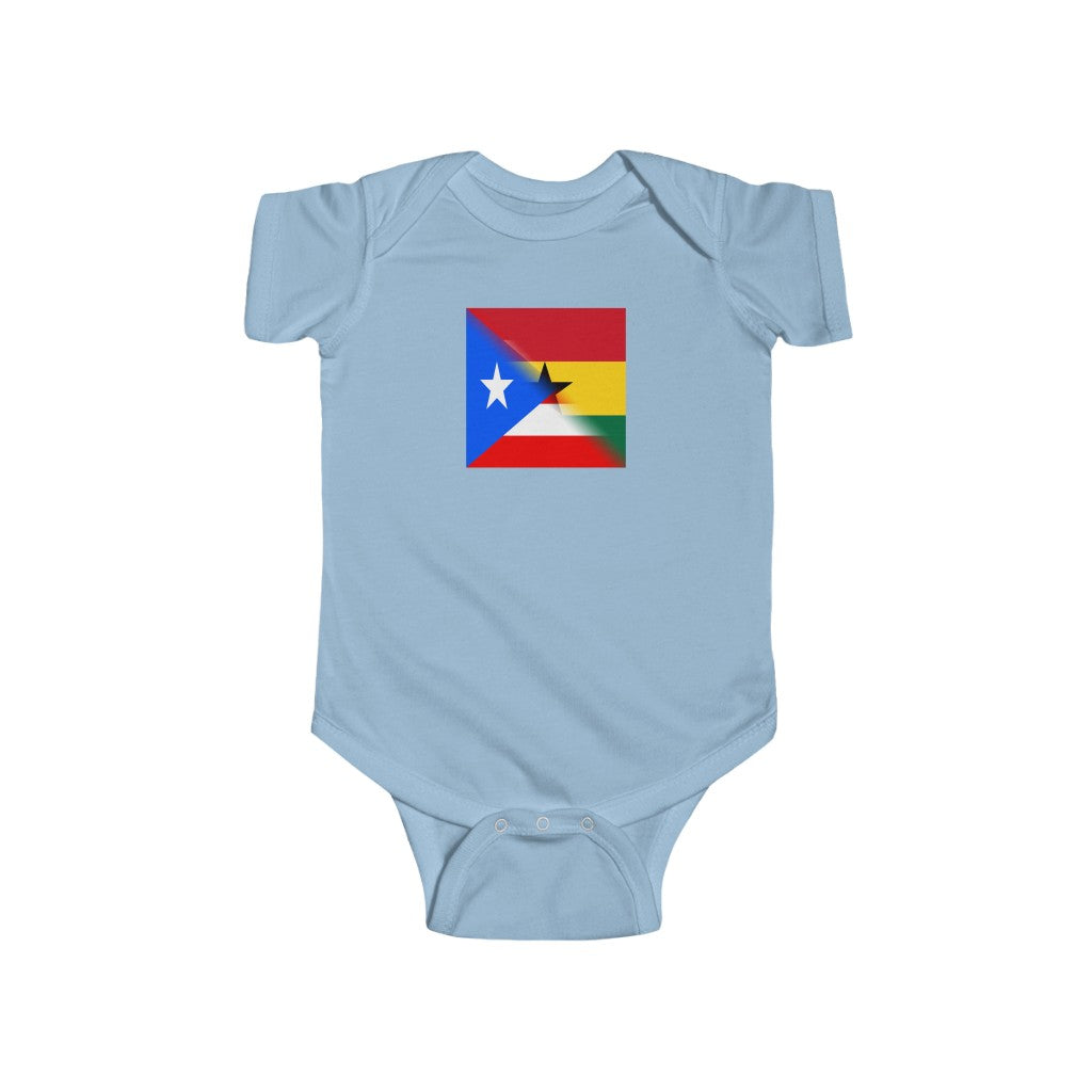 Puerto Rican Ghanaian Flag Baby Bodysuit | Ghana Newborn Girl Boy