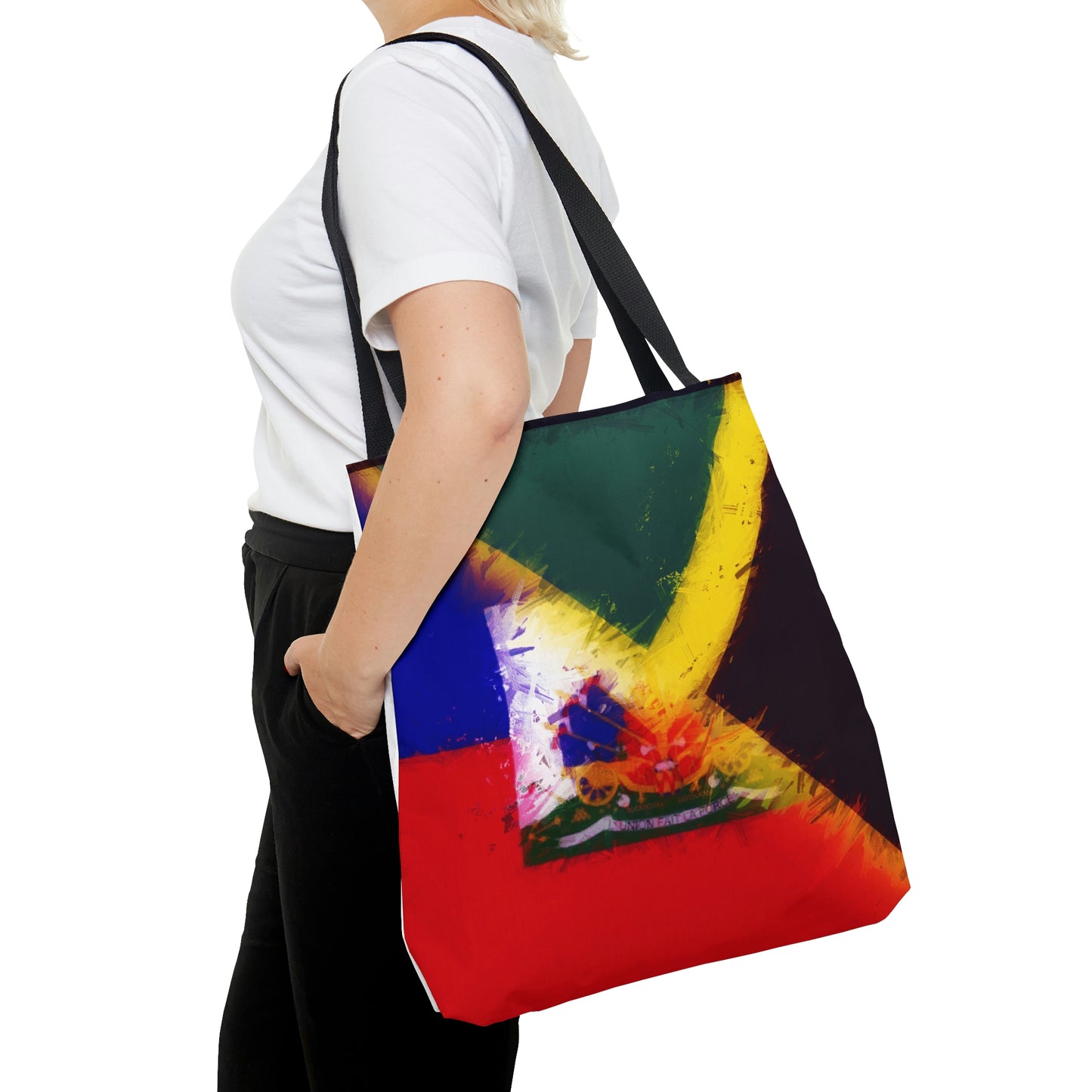 Haitian Jamaican Painted Flag | Haiti Jamaica Tote Bag | Shoulder Bag