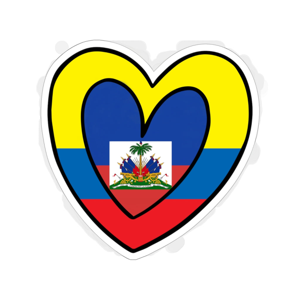 Colombian Haitian Flag Inner Heart Sticker | Colombia Haiti Accessory