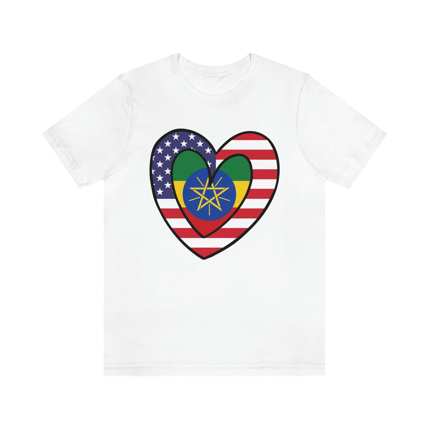 Ethiopian American Heart Valentines Day Gift Tee Shirt | Ethiopia USA Flag Wedding T-Shirt