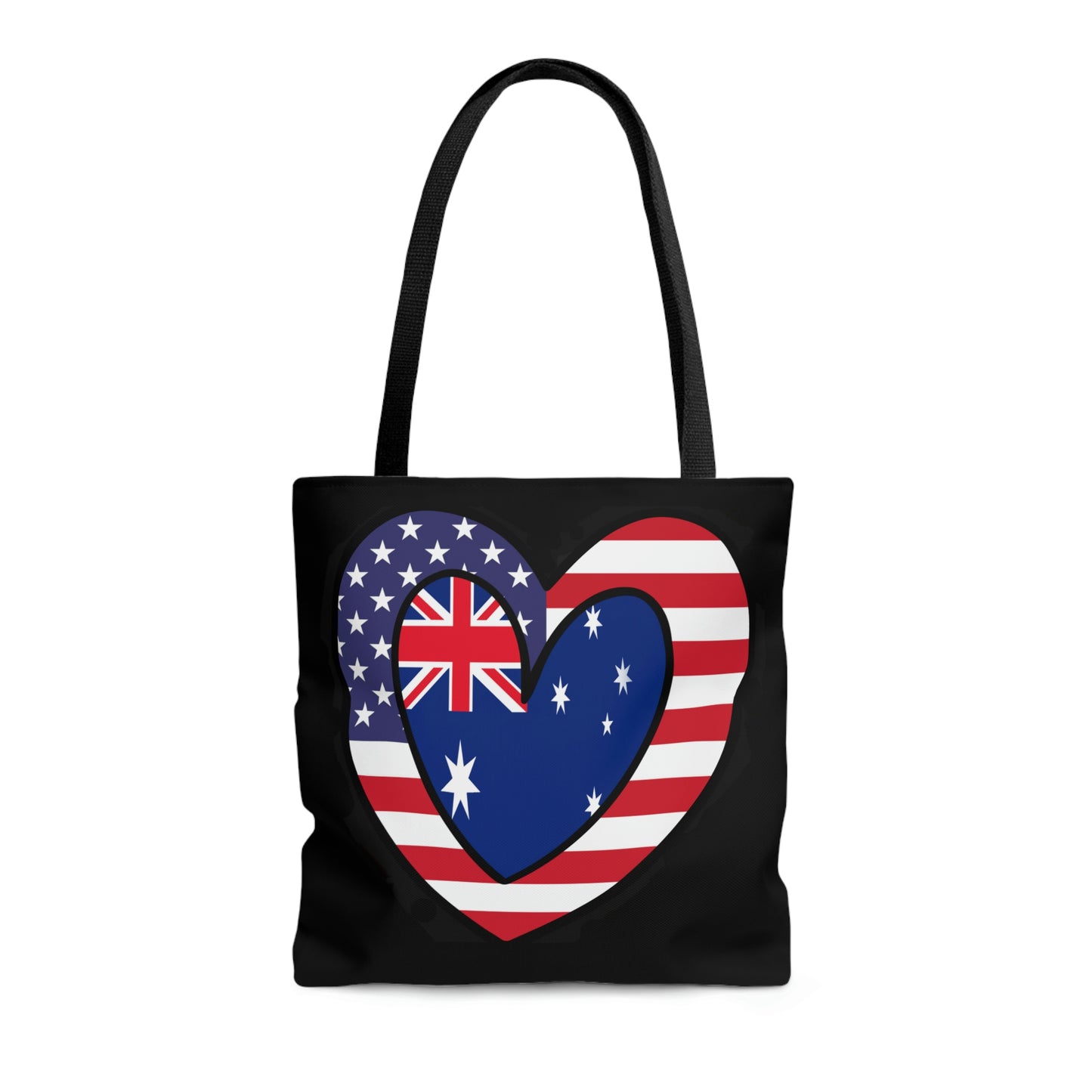 Australian American Heart Valentines Day Gift Half Australia USA Flag Tote Bag | Shoulder Bag