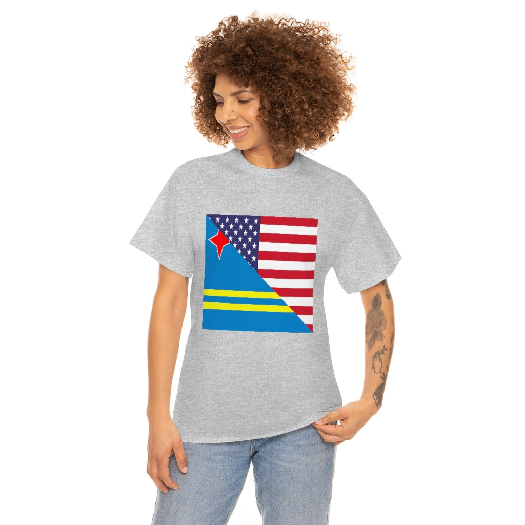 Aruban American Flag Tee Shirt | Aruba USA Tshirt