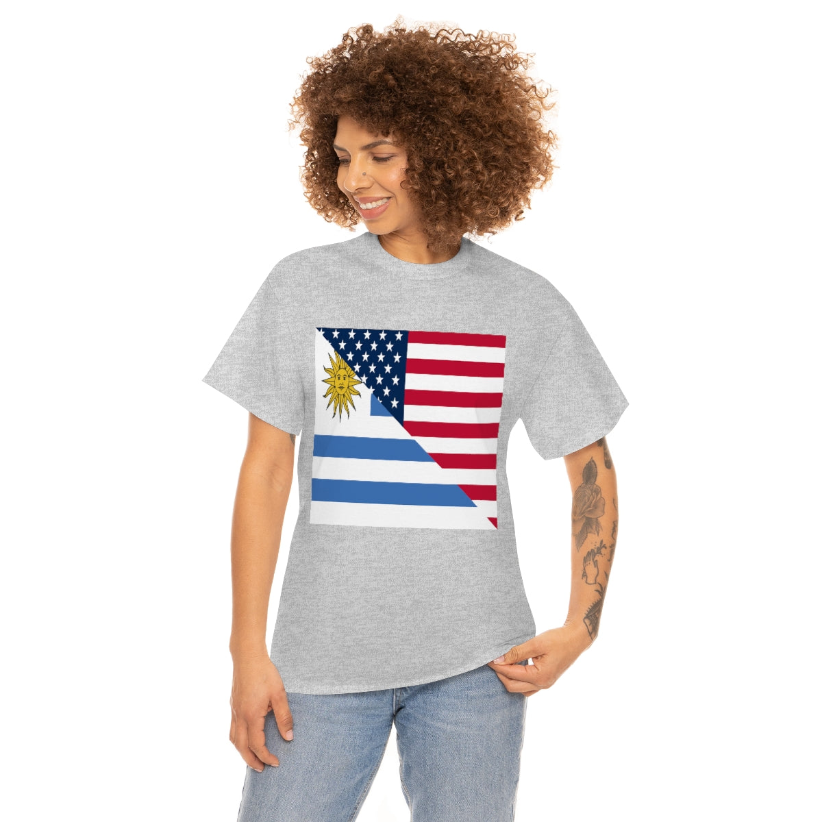 Uruguay American Flag Half Uruguayan USA T-Shirt | Unisex Tee Shirt