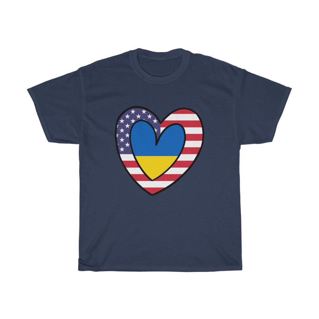 American Ukrainian Inner Flag Inner Heart Tee | Unisex Ukraine USA Shirt