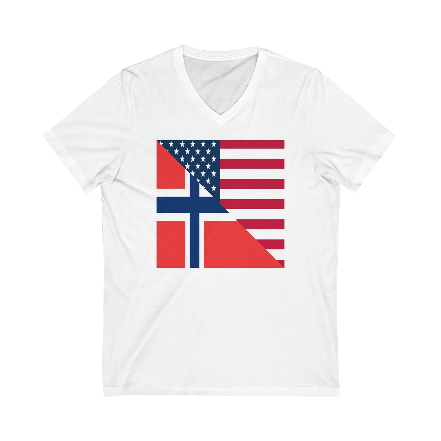 Norwegian American Flag Norway USA V-Neck T-Shirt | Unisex Vee Shirt