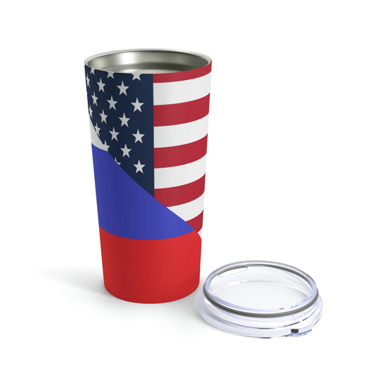 Russian American Flag Half Russia USA Tumbler 20oz Beverage Container