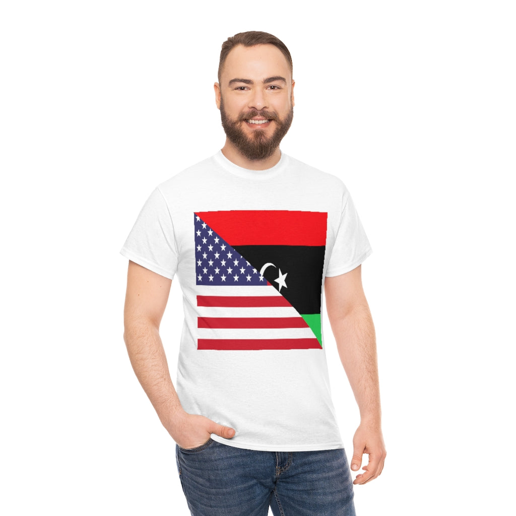 Libyan American Flag Tee Shirt | Unisex Libya USA Tshirt