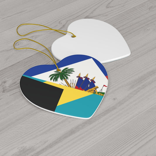 Haiti Bahamas Flag Ceramic Ornaments | Haitian Bahamian Christmas Tree