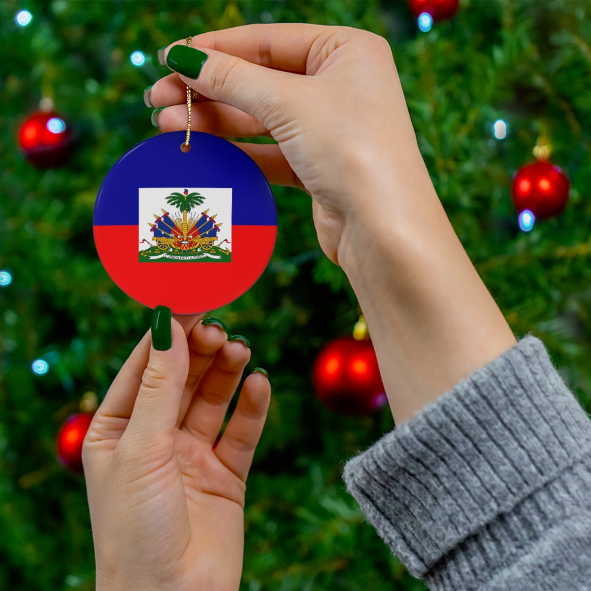 Haiti Flag Ceramic Ornaments | Haitian Christmas Tree