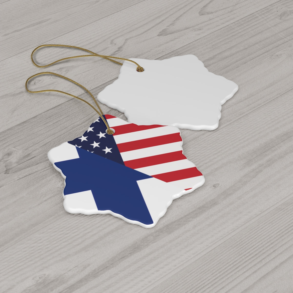 Finnish American Flag Ceramic Ornaments | Finland USA Holiday Christmas Tree