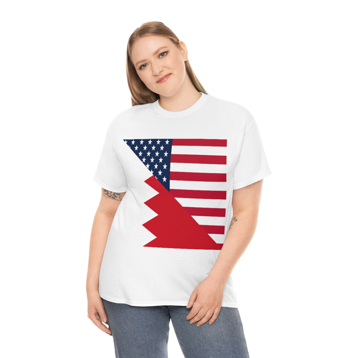 Bahrain American Flag Half Bahraini USA T-Shirt | Unisex Tee Shirt