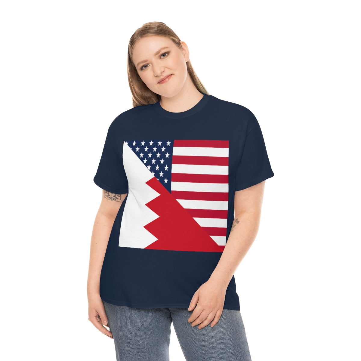 Bahrain American Flag Half Bahraini USA T-Shirt | Unisex Tee Shirt