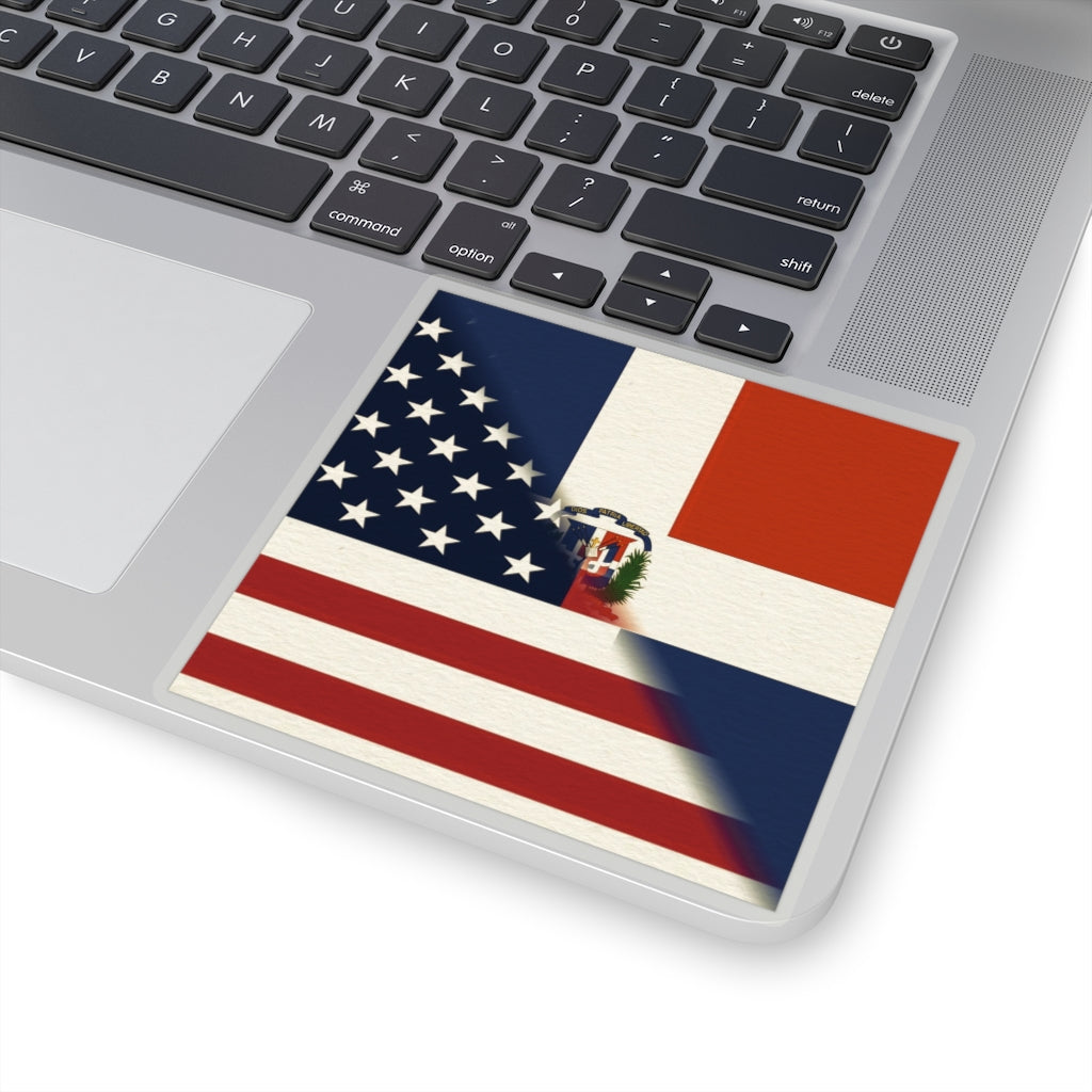 Half Dominican Republic American Flag Sticker