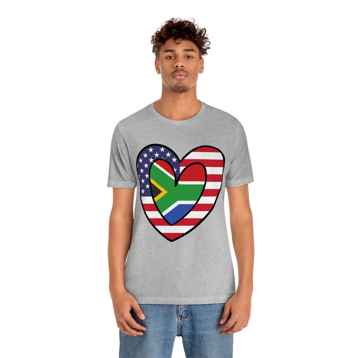 South African American Heart Valentines Day Gift Tee Shirt | Half Africa USA Flag T-Shirt
