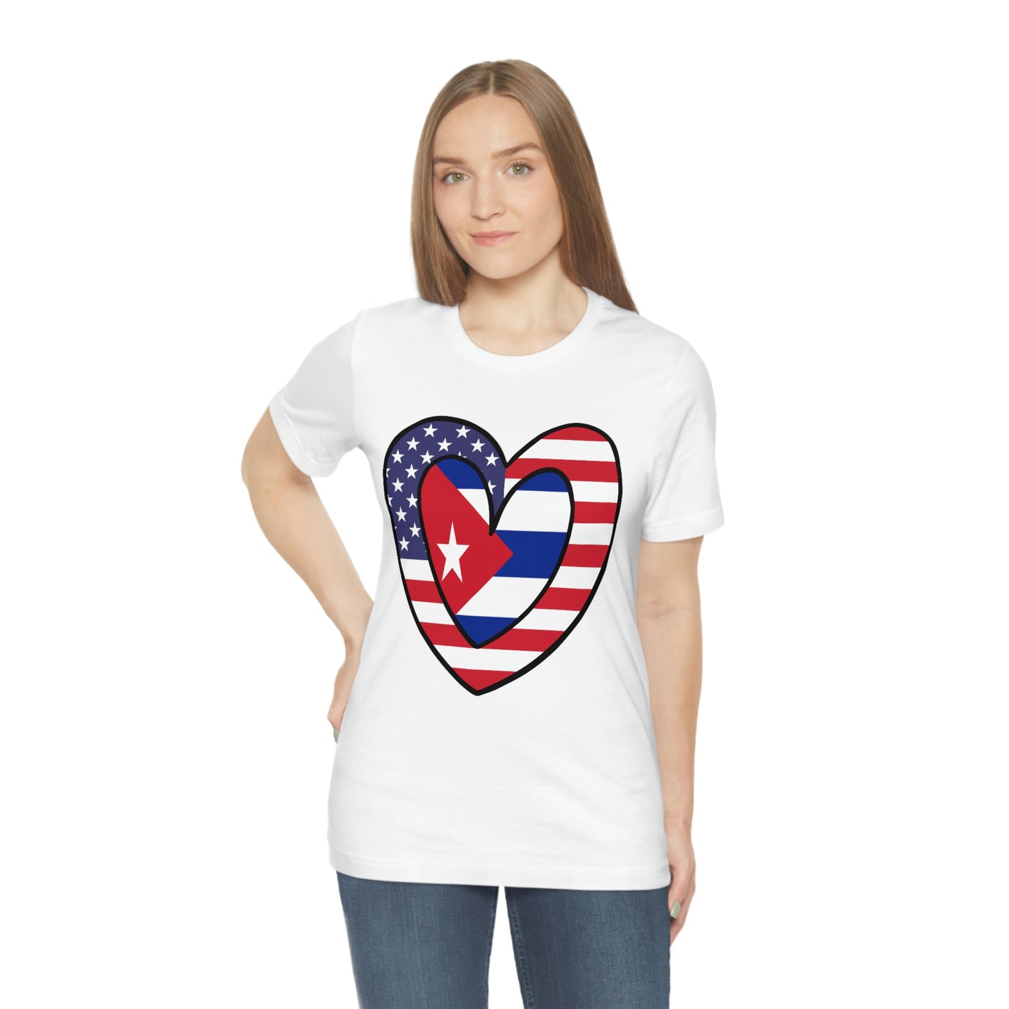 Cuban American Heart Valentines Day Gift Tee Shirt | Half Cuba USA Flag T-Shirt